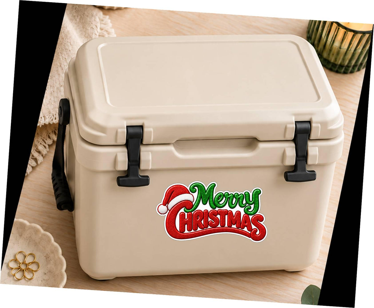 Merry Christmas Sticker, Christmas Quote Vinyl Decal, Red Green Waterproof Holiday Sticker ST 194