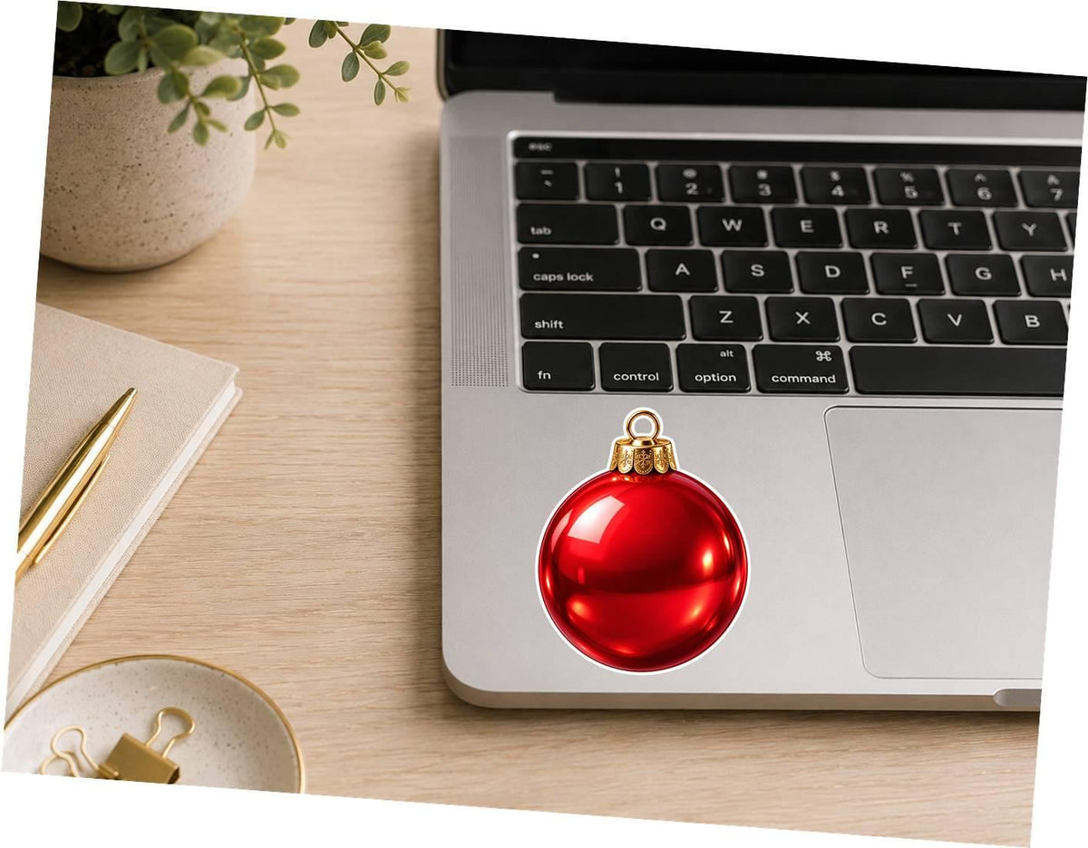 Christmas Ornament Sticker, Holiday Ball Vinyl Decal, Waterproof Laminated Christmas Sticker ST 192