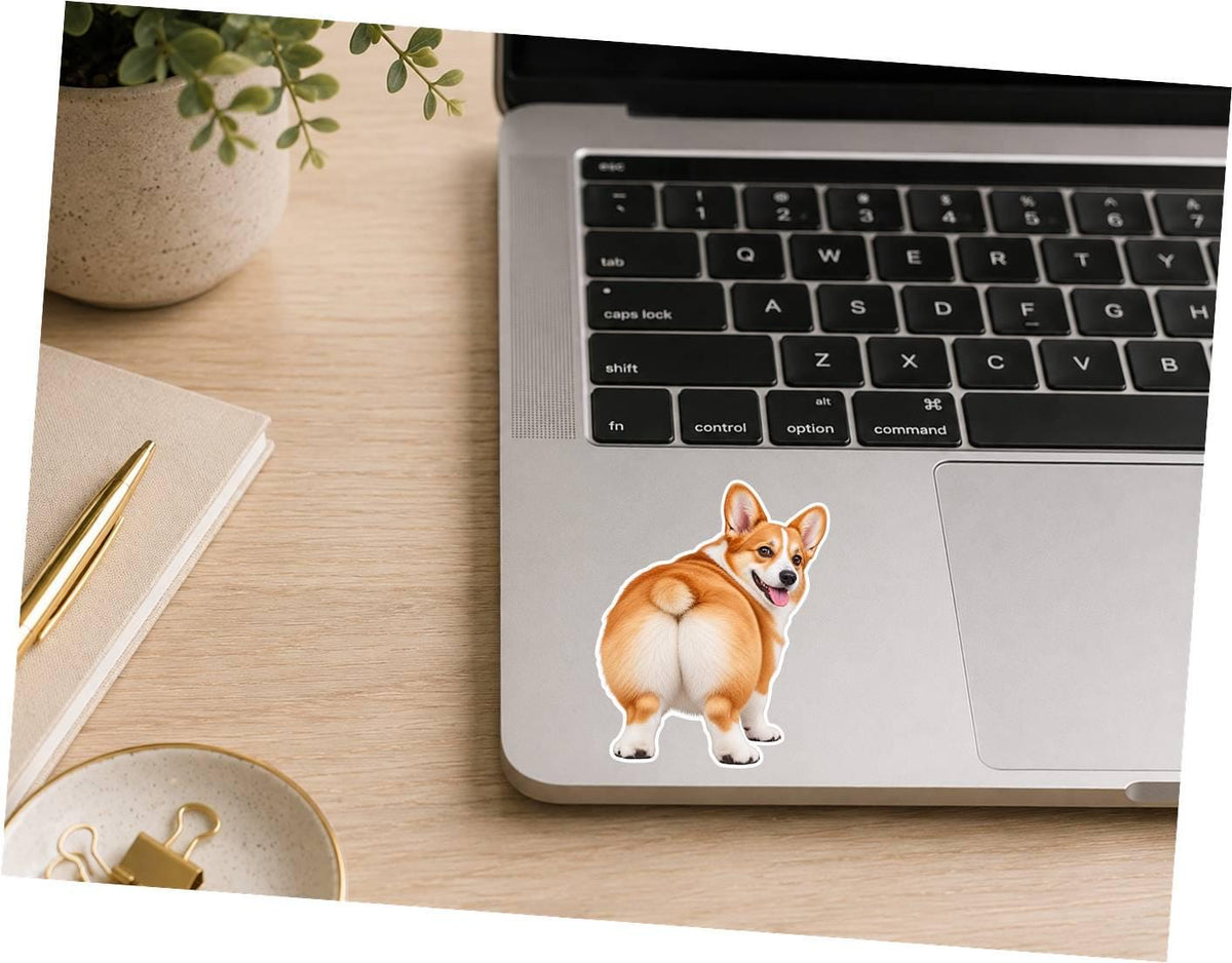 Corgi Butt Sticker, Pembroke Welsh Corgi Vinyl Decal, Funny Corgi Dog Sticker st 196