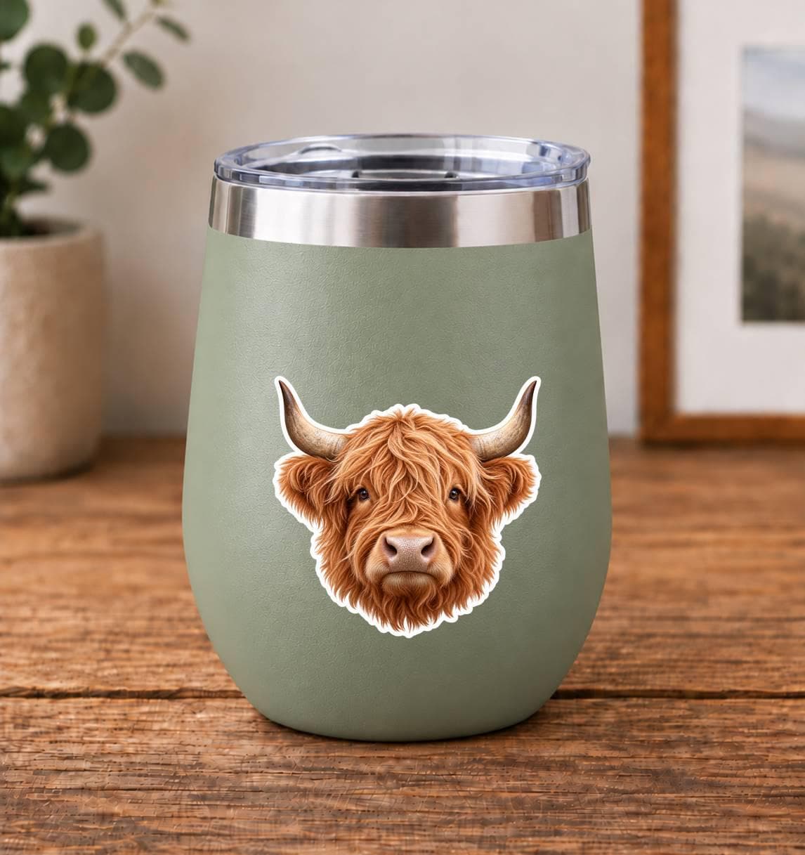 Highland Cow Sticker, Highland Cattle Vinyl Decal, Waterproof Laminated Cow Sticker st 197