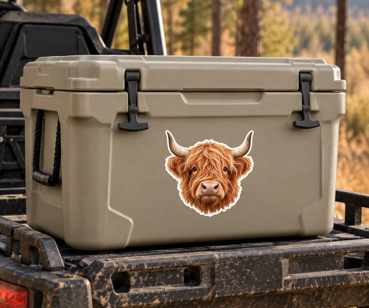 Highland Cow Sticker, Highland Cattle Vinyl Decal, Waterproof Laminated Cow Sticker st 197