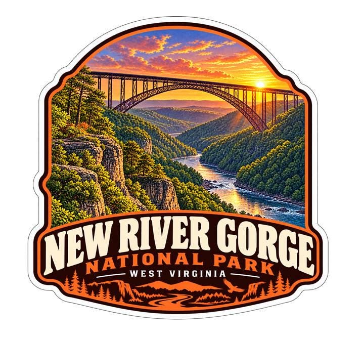 New River Gorge National Park Sticker, West Virginia Decal, Bridge Sticker, Hiking Camping Travel Sticker, National Park Souvenir ST 027