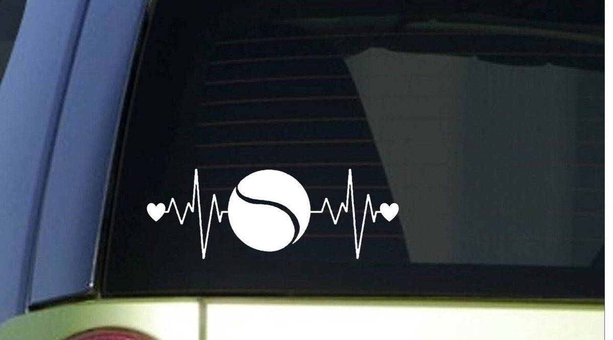 Tennis Heartbeat Lifeline Wide Vinyl Decal – 8 Inch