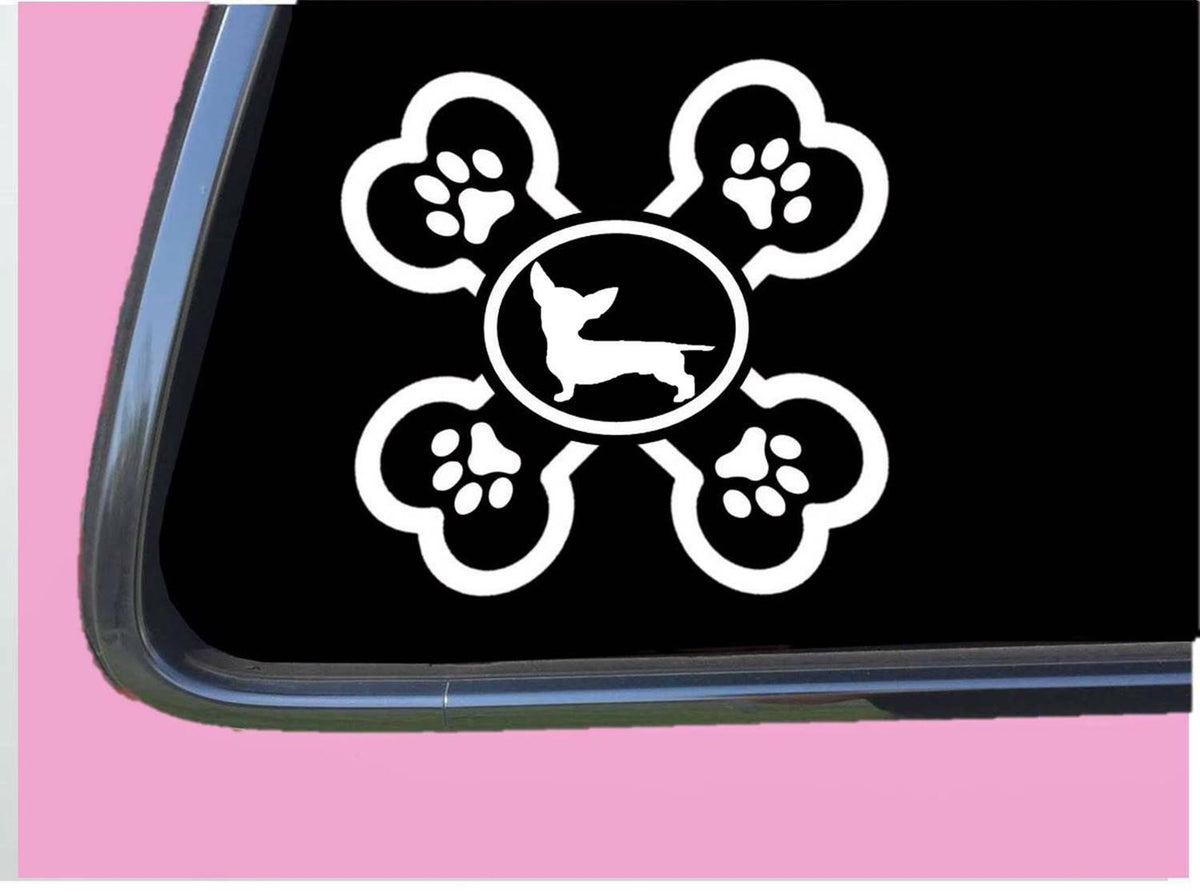 Chiweenie Crossbone Dog Vinyl Decal – 6 Inch