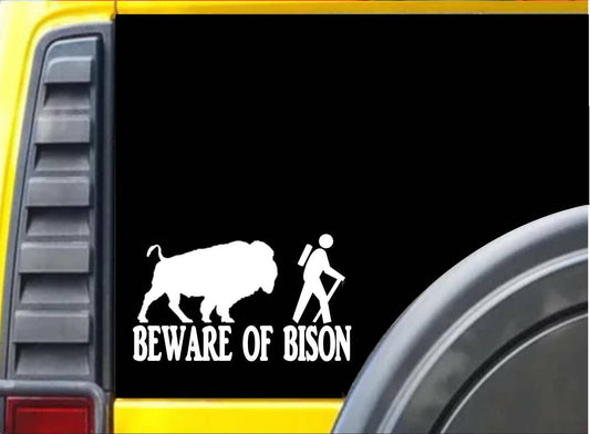 Beware of Bison Vinyl Decal – 8 Inch