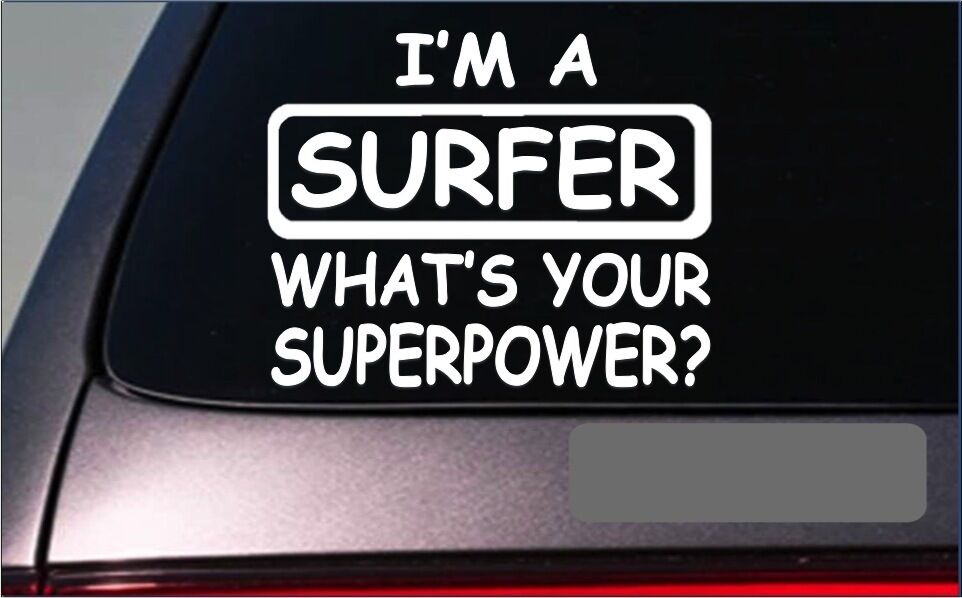 Surfer Superpower Vinyl Decal – 8 Inch