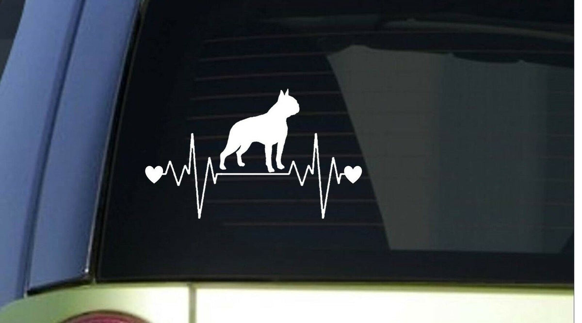 Boston Terrier Heartbeat Lifeline Wide Vinyl Decal – 8 Inch
