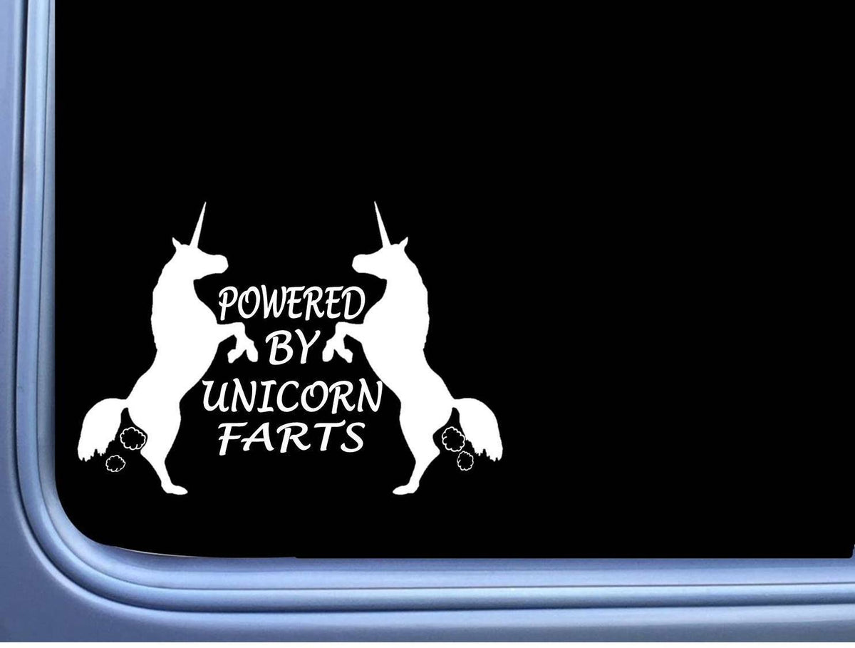 Powered by Unicorn Farts Vinyl Decal – 6 Inch