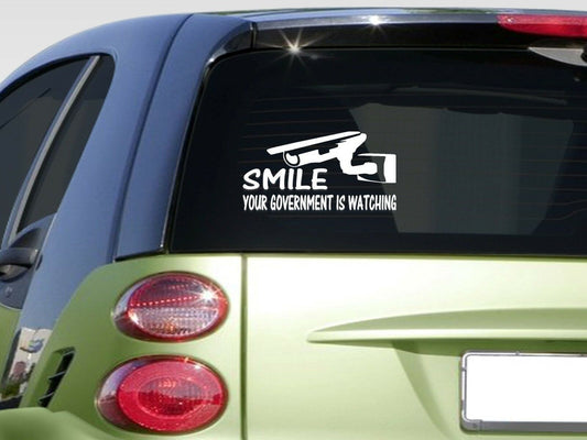 Smile Your Government Is Watching Vinyl Decal – 8 Inch