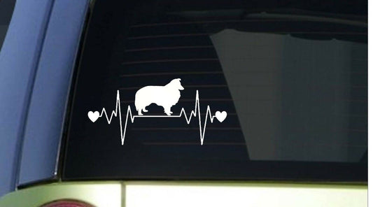 Sheltie Heartbeat Lifeline Wide Vinyl Decal – 8 Inch
