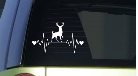 Deer Hunting Heartbeat Lifeline Wide Vinyl Decal – 8 Inch