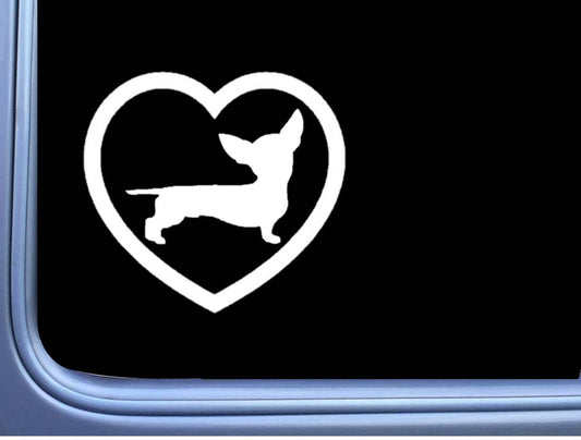 Chiweenie Big Heart Vinyl Decal – 6 Inch