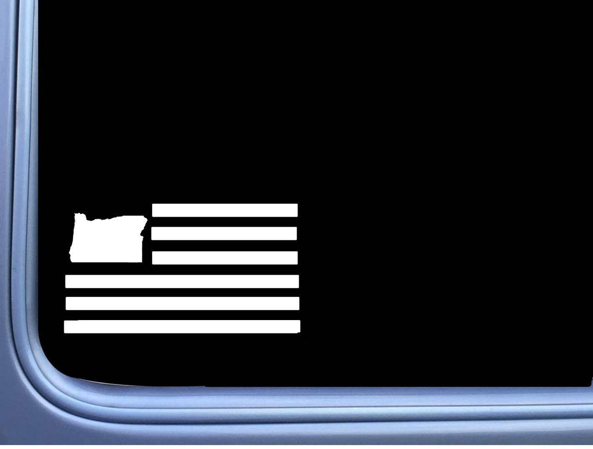Oregon American Flag Vinyl Decal – 8 Inch