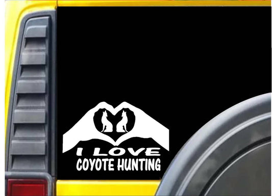 Coyote Hunting Hands Heart Vinyl Decal – 8 Inch