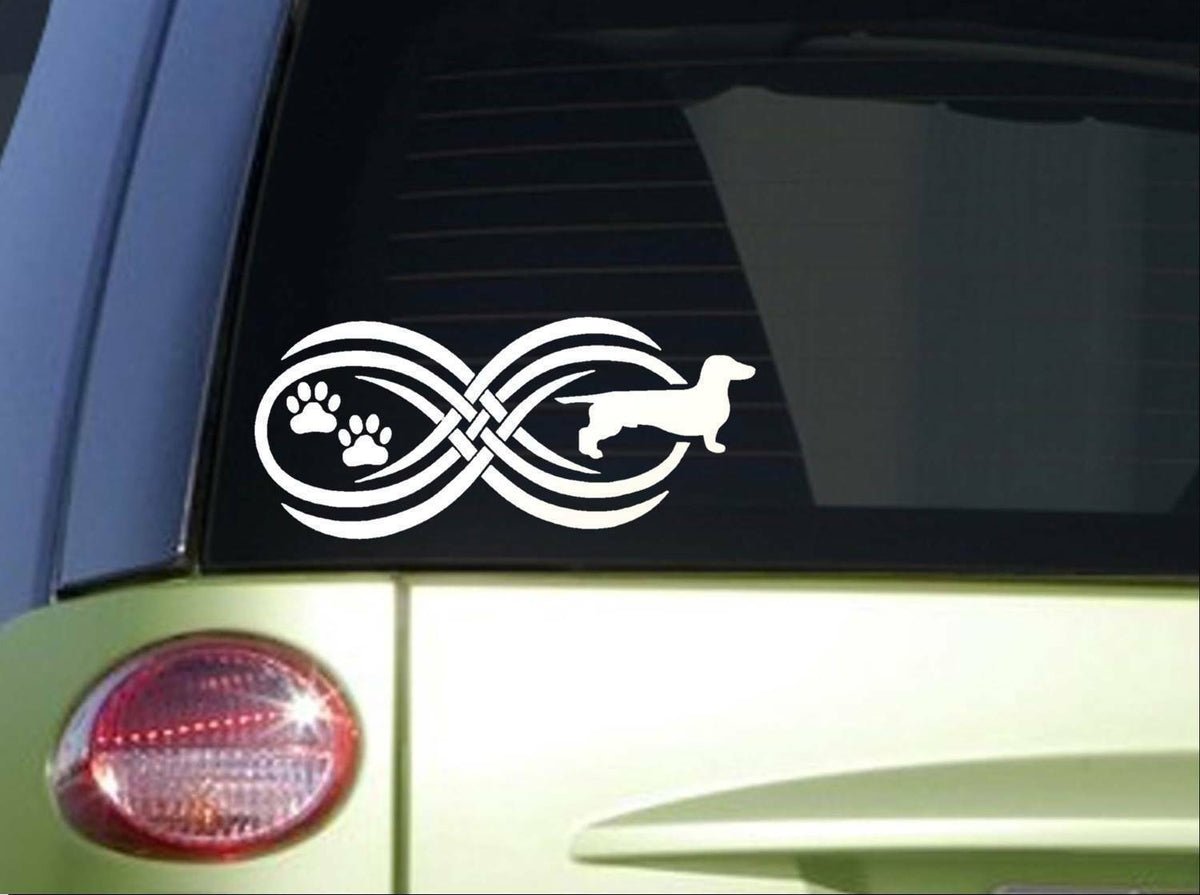 Tribal Dachshund Infinity Sitcker Wide Vinyl Decal – 8.5 Inch