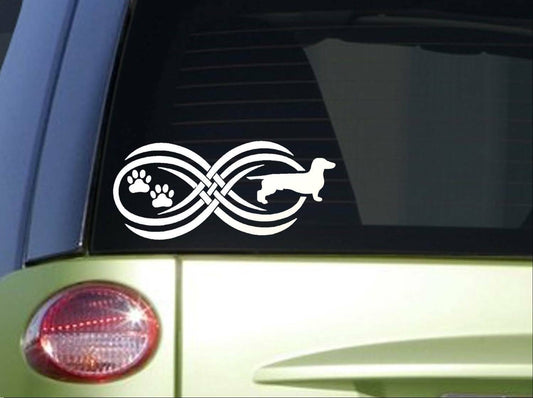 Tribal Dachshund Infinity Sitcker Wide Vinyl Decal – 8.5 Inch