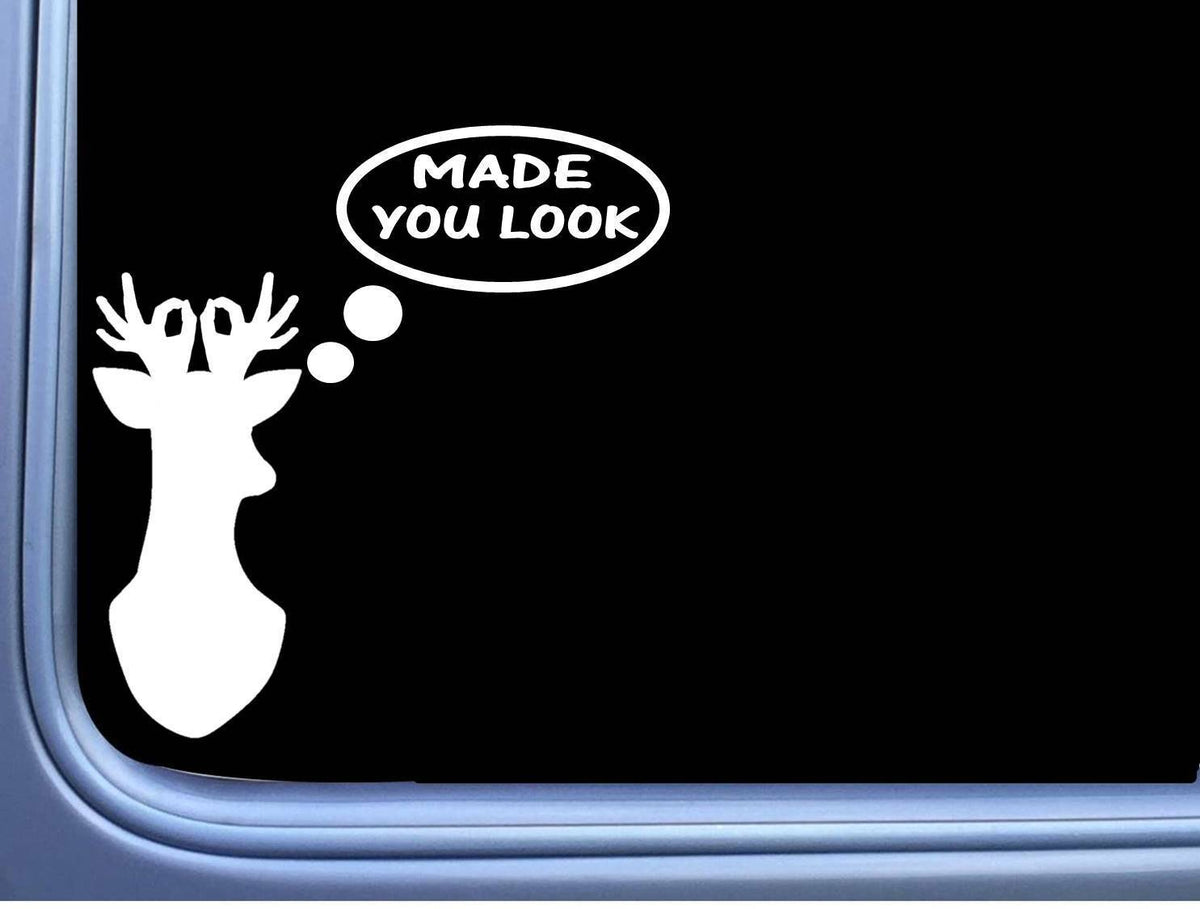 Deer Made You Look Circle Game Vinyl Decal – 8 Inch