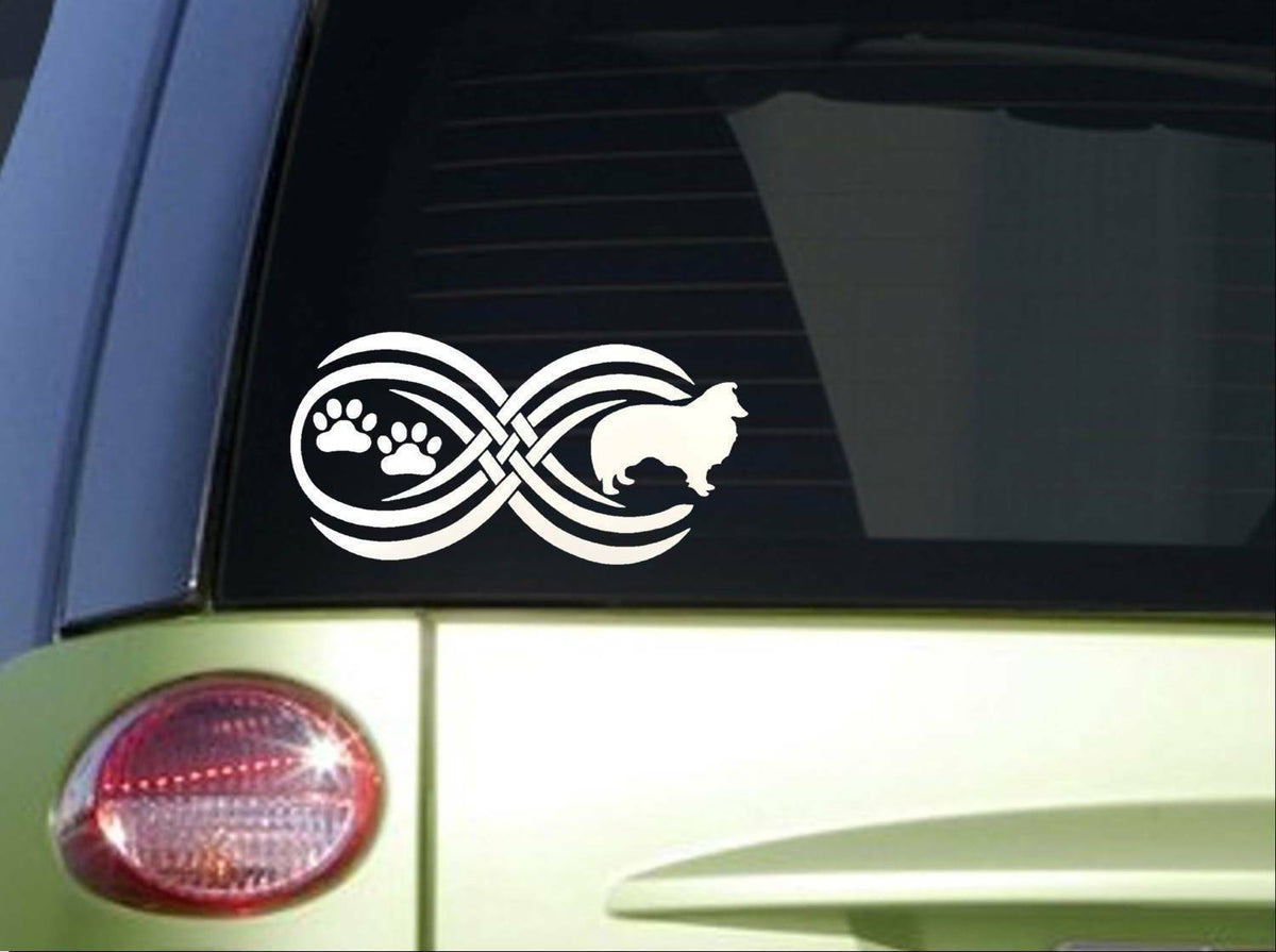 Tribal Sheltie Infinity Vinyl Decal – 8.5 Inch
