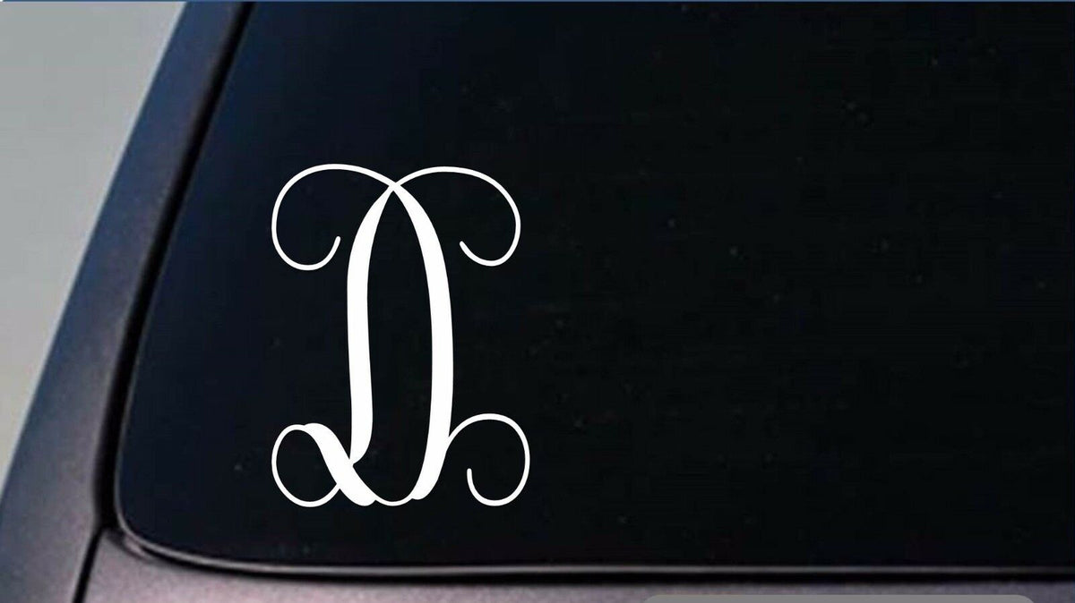 Monogram D Vine Initial Tall Vinyl Decal – 6 Inch