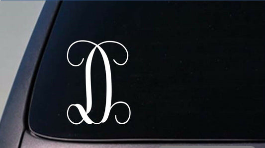 Monogram D Vine Initial Tall Vinyl Decal – 6 Inch