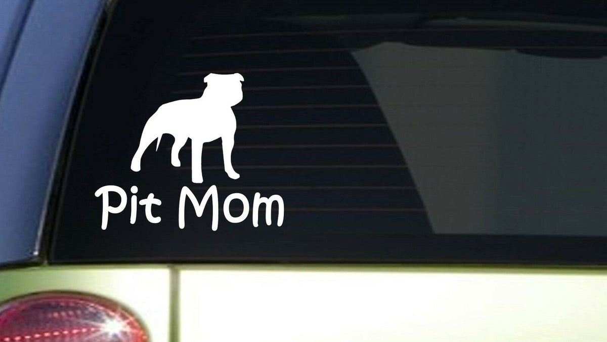 Pit Mom Uncropped White Vinyl Decal – 6 Inch