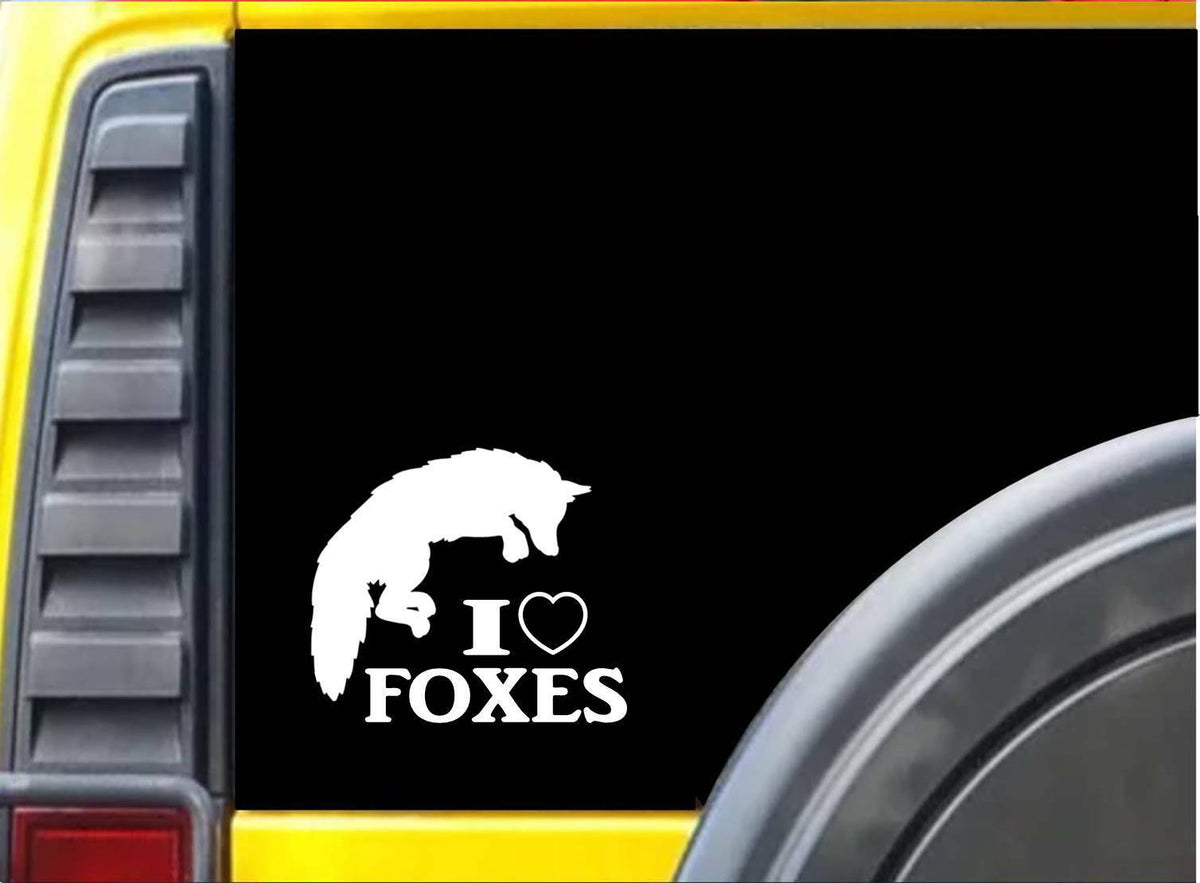I Love (Heart) Foxes Vinyl Decal – 6 Inch