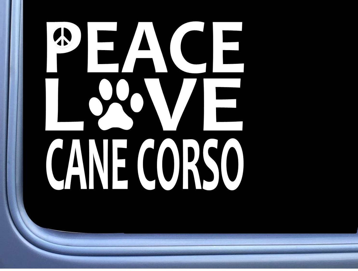 Cane Corso Peace Love Dog Vinyl Decal – 6 Inch