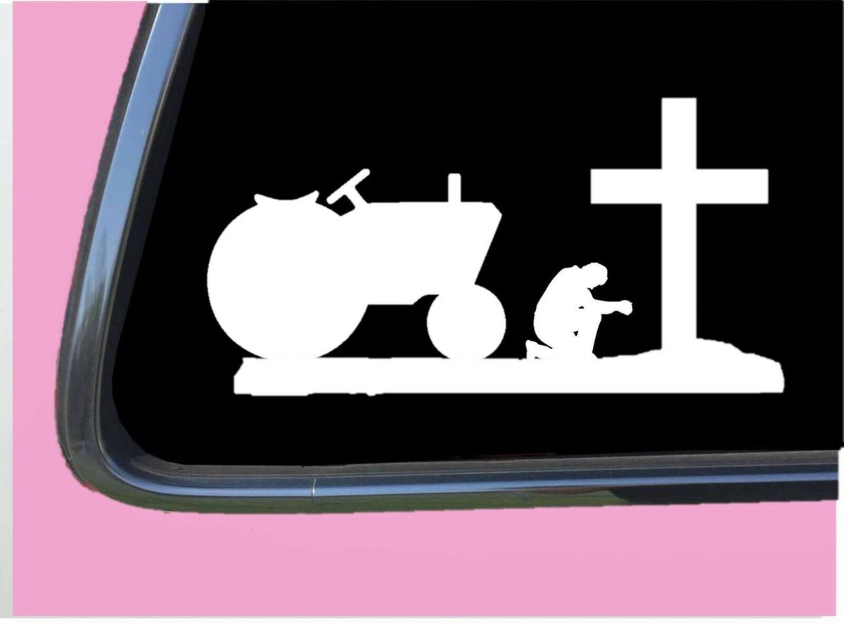 Praying Farmer Vinyl Decal – 8 Inch