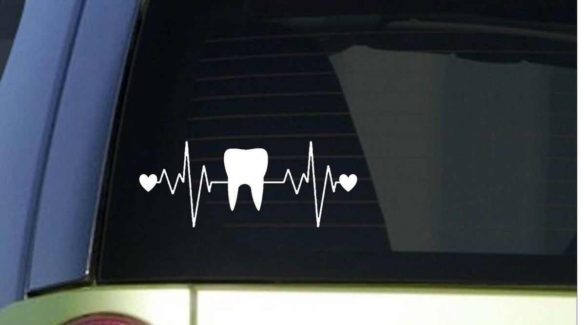 Tooth Heartbeat Lifeline Wide Vinyl Decal – 8 Inch