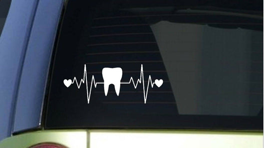 Tooth Heartbeat Lifeline Wide Vinyl Decal – 8 Inch