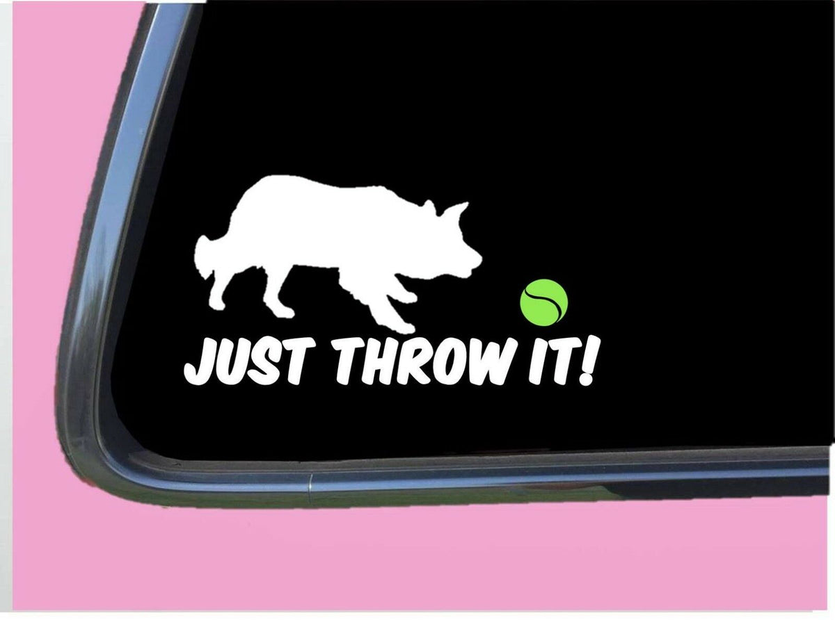 Just Throw It Border Collie Vinyl Decal – 6 Inch