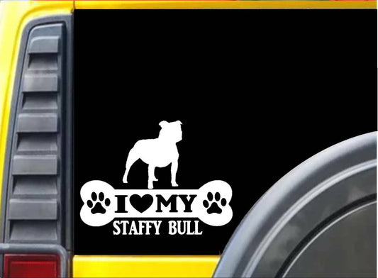 Staffy Bull Bone Vinyl Decal – 8 Inch