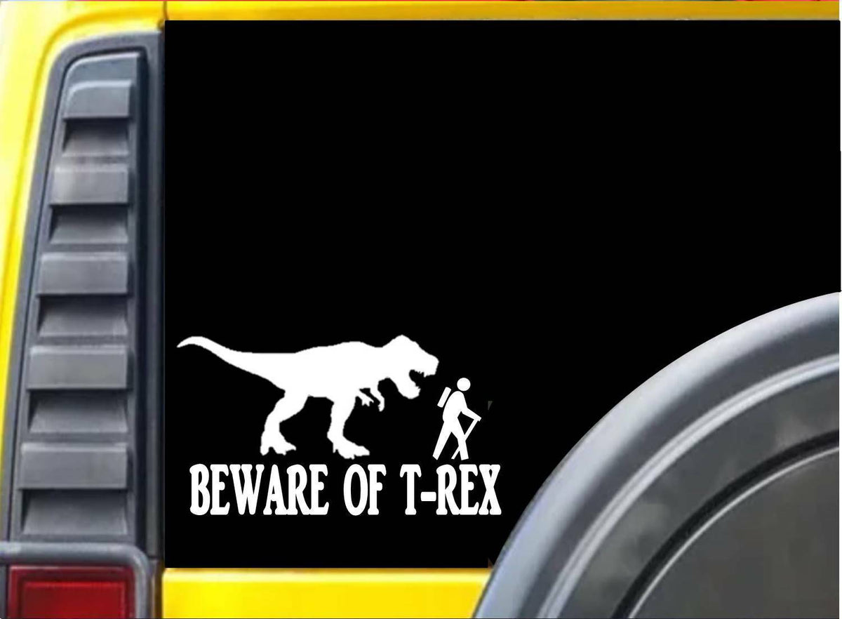 Beware of T-Rex Vinyl Decal – 8 Inch