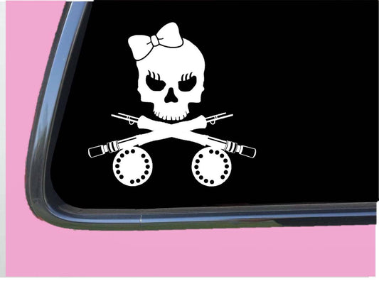 Fly Fishing Girl Crossbones Vinyl Decal – 6 Inch
