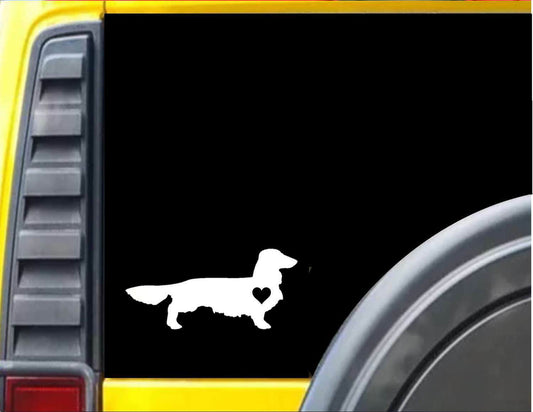 Longhair Dachshund Little Heart Vinyl Decal – 6 Inch