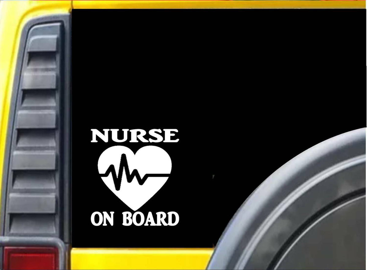 Nurse on Board Lifeline Heart Vinyl Decal – 6 Inch