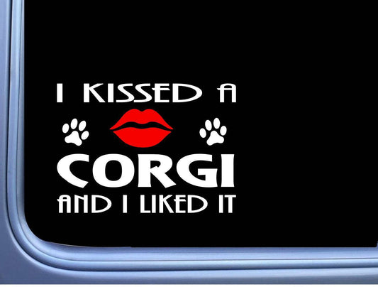 Corgi Kissed Dog Vinyl Decal – 8 Inch