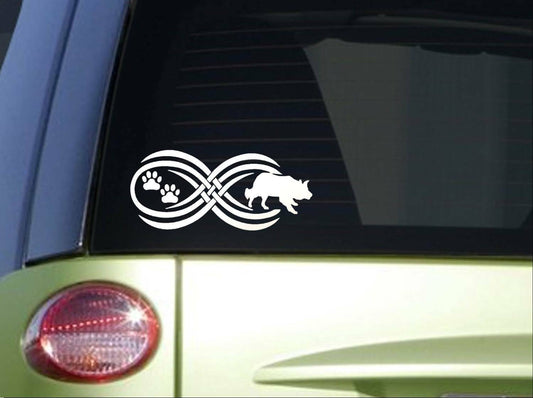 Tribal Border Collie Infinity Sitcker Wide Vinyl Decal – 8.5 Inch