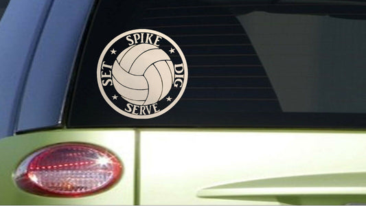 Volleyball Set Spike Dig Vinyl Decal – 6 Inch