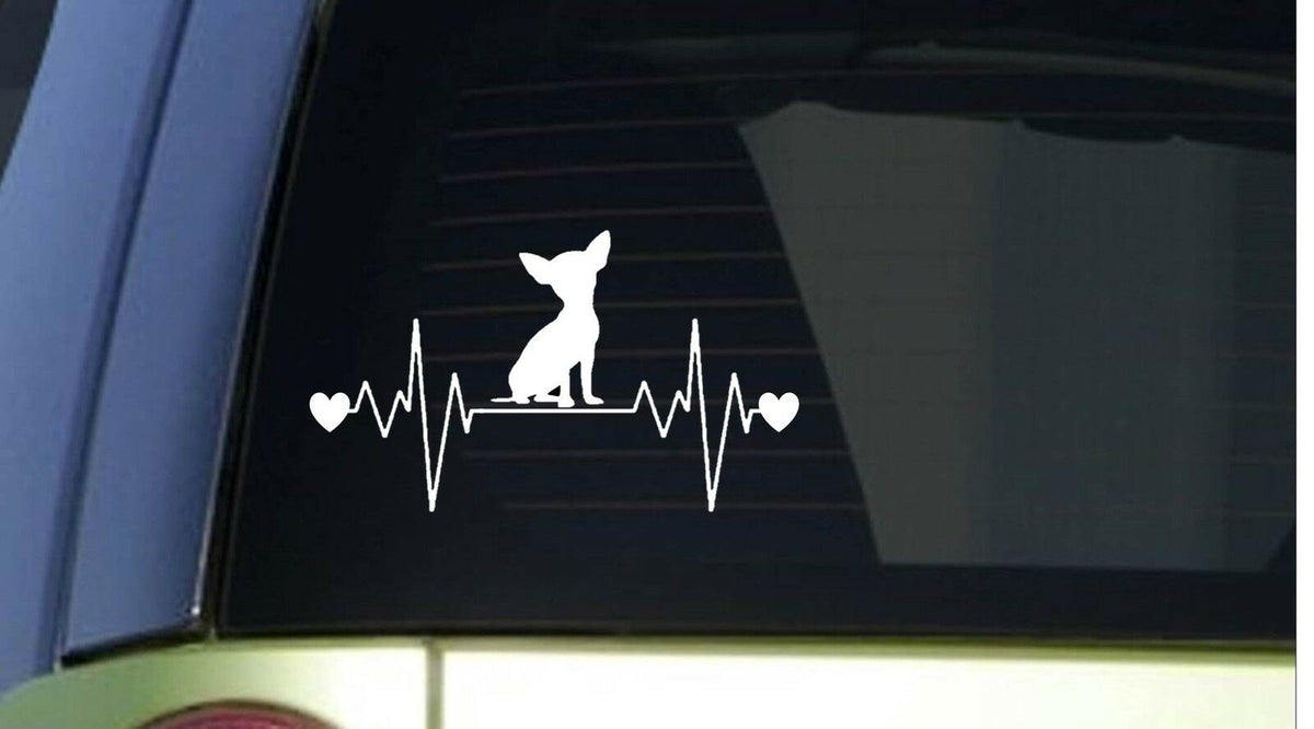 Chihuahua Heartbeat Lifeline Wide Vinyl Decal – 8 Inch