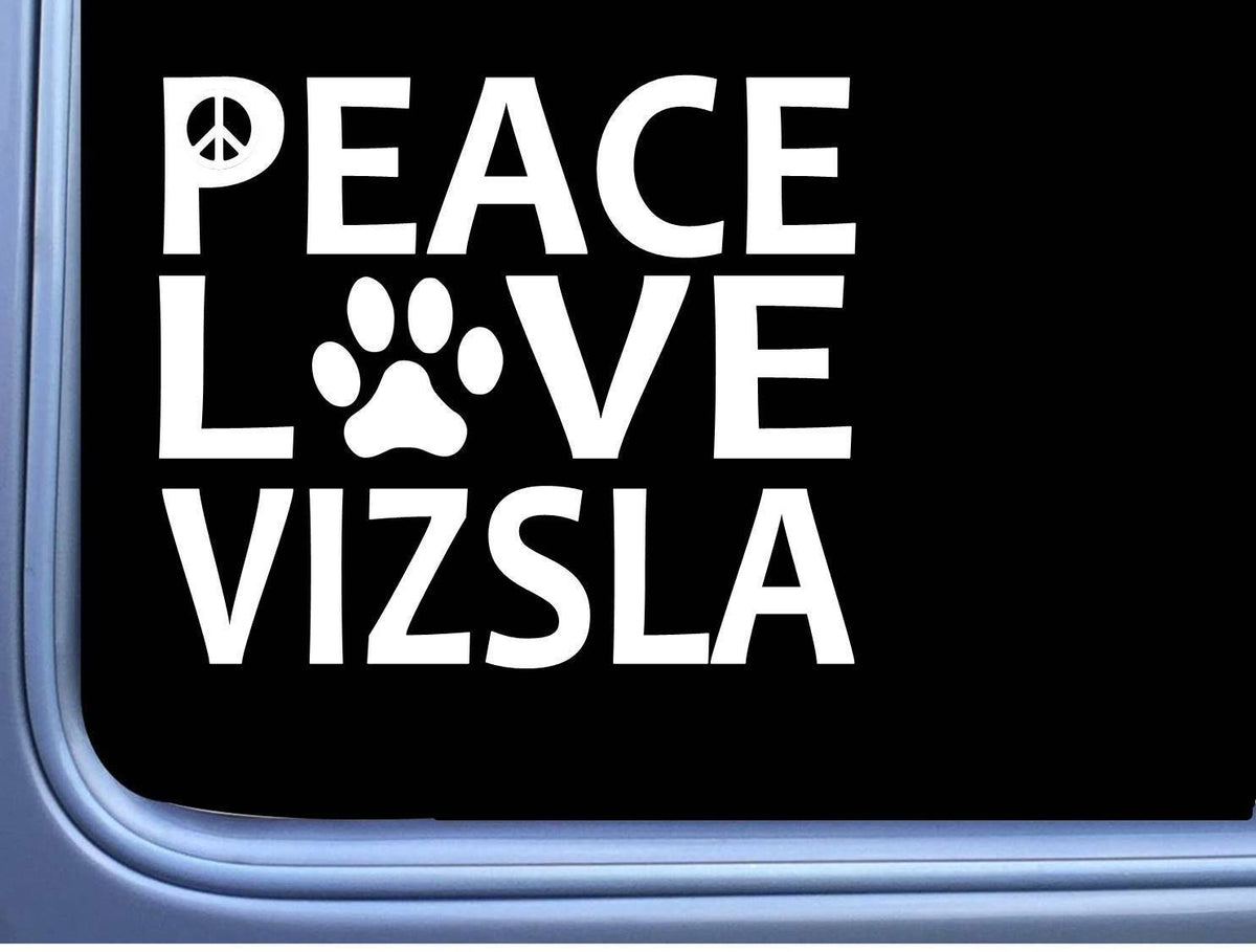 Vizsla Peace Love Dog Vinyl Decal – 6 Inch
