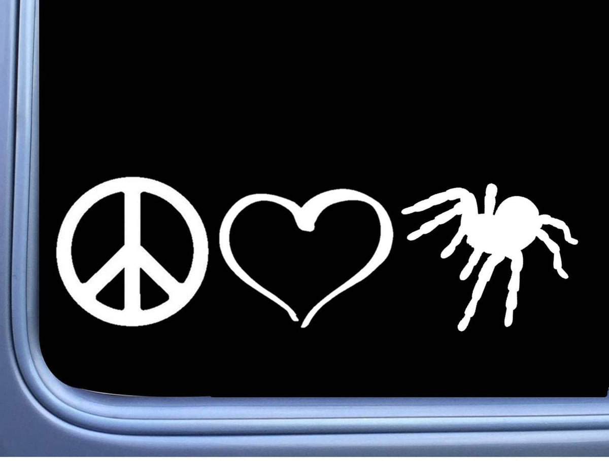 Peace Love Tarantula Vinyl Decal – 8 Inch