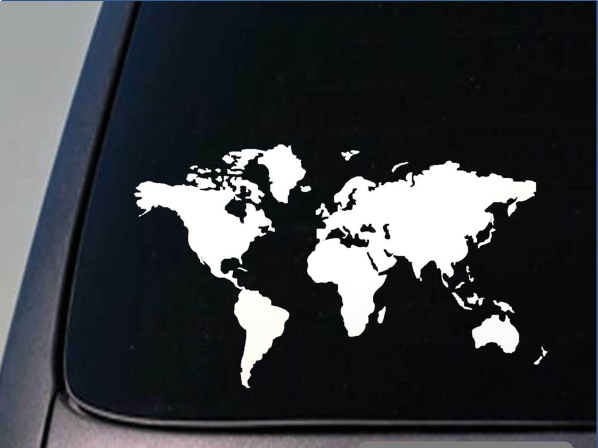 Global World Map Atlas Vinyl Decal – 9.5 Inch