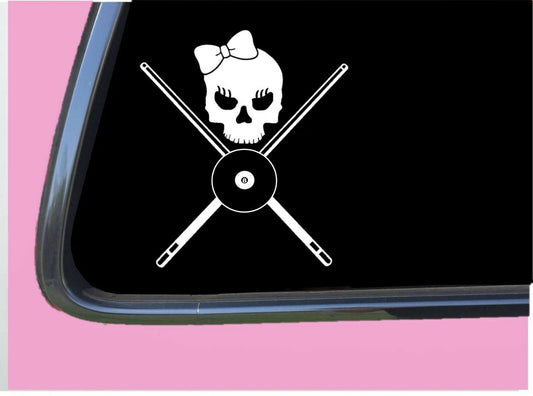 Pool Set Skull Girl Crossbones Vinyl Decal – 6 Inch