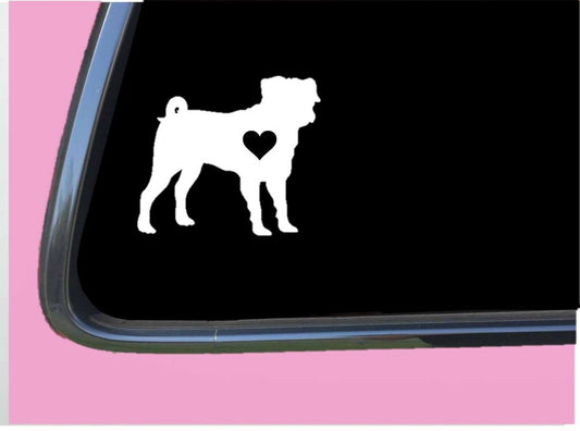 Puggle Lil Heart Vinyl Decal – 6 Inch
