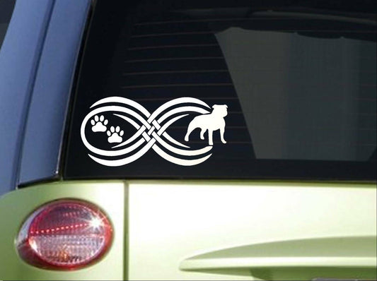 Tribal Pitbull Uncropped Infinity Sitcker Wide Pit Bull Vinyl Decal – 8.5 Inch