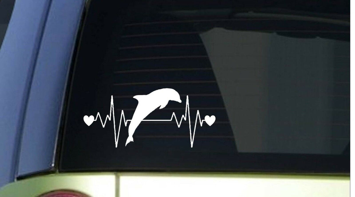Dolphin Heartbeat Lifeline Wide Vinyl Decal – 8 Inch