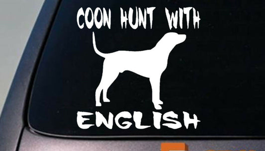 Coon Hunt with English Coonhounds Vinyl Decal – 6 Inch