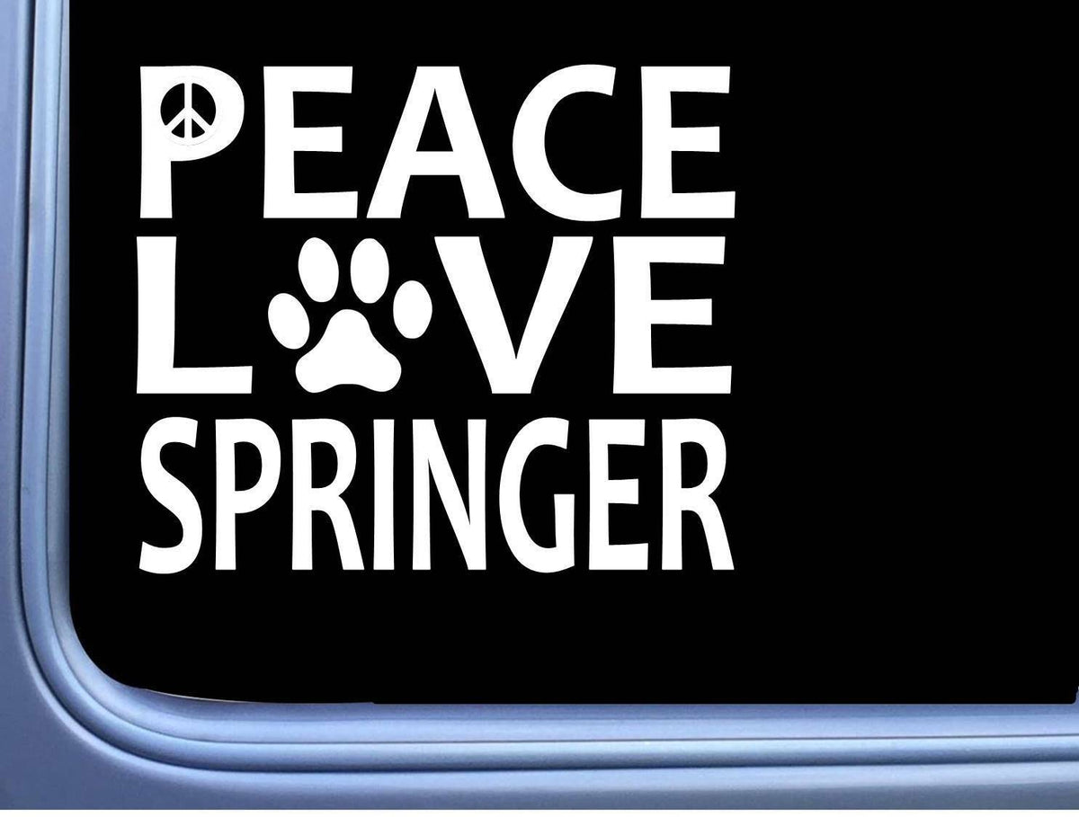 Springer Spaniel Peace Love Dog Vinyl Decal – 6 Inch