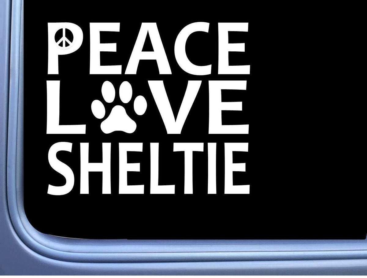 Sheltie Peace Love Shetland Sheepdog Vinyl Decal – 6 Inch